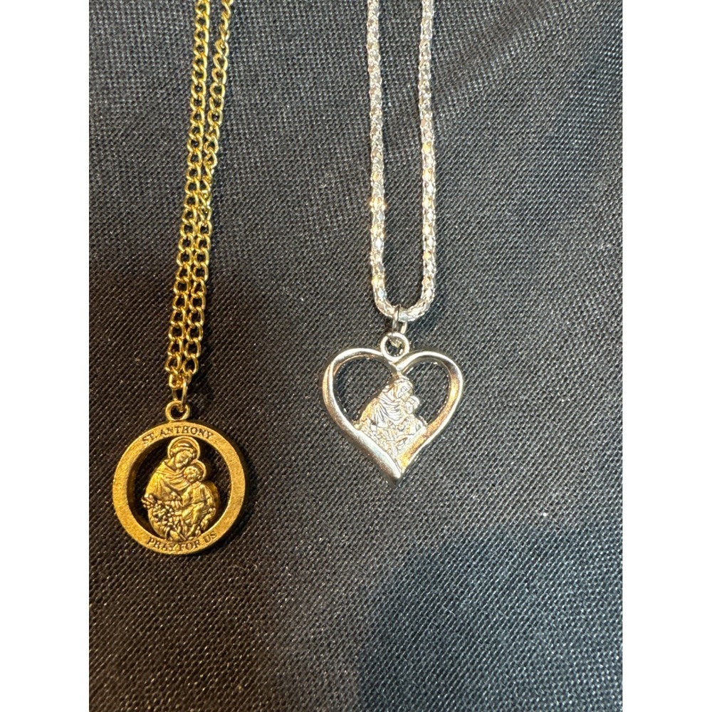 Religious Necklaces Holy Medals Charms Pendants Gold Tone Silver Tone Rose - Picture 3 of 5